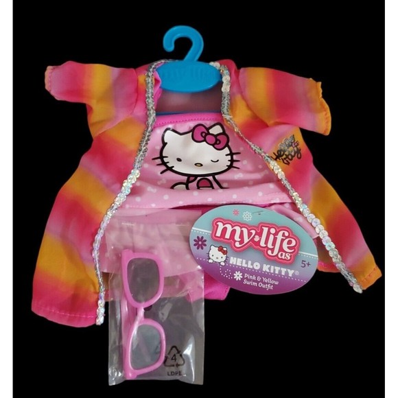 My Life As Hello Kitty Pink & Yellow Swim Outfit for 18" Doll Pink Sunglasses